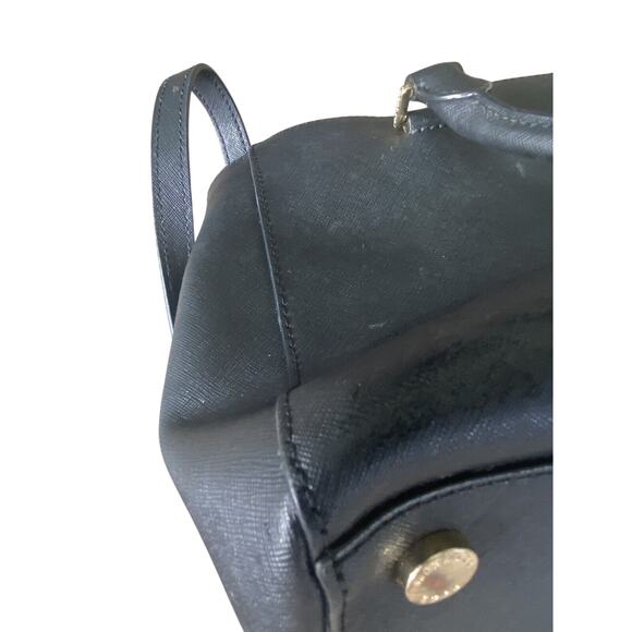 Michael Kors Black Leather Handbag Crossbody Gold Tone Hardware 8 Pockets - Picture 14 of 16